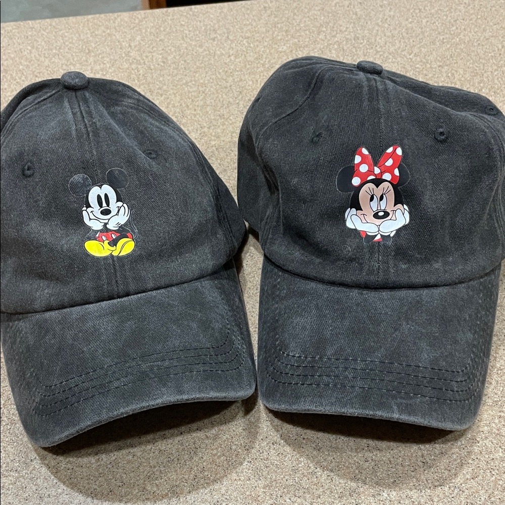 Mickey and Minnie Mouse Black Caps